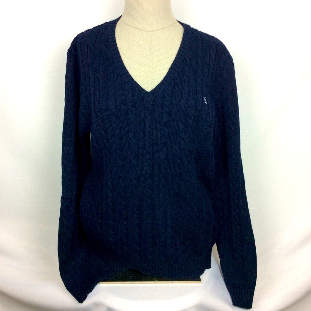 Ralph Lauren Cable Knit Cotton Sweater Women's M Size cotton gray type Vintage Second Hand